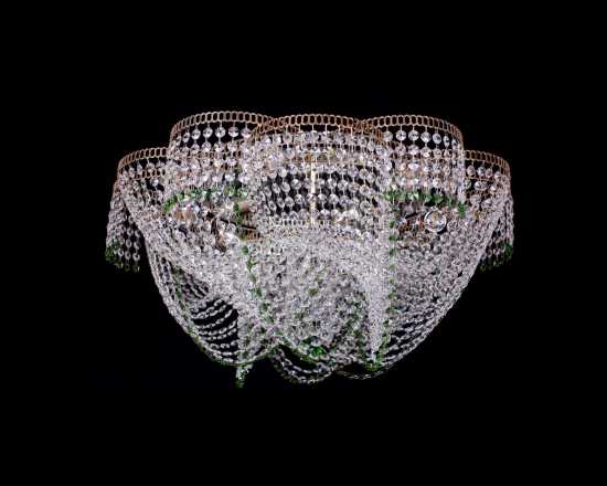 Люстра Гусь-Хрустальный Лотос 4 лампы Василиса камень цветной 275504-ц