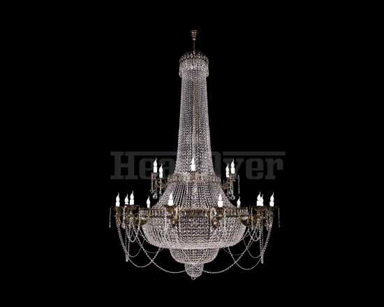 Люстра Гусь-Хрустальный Свеча 2-х ярусная высота 2,5 метра 801-1